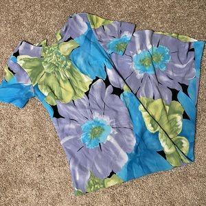 Gabrielle Floral Maxi Dress Wedding Guest Vibes Size Small Blue Purple Green